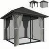 Outsunny Tonnelle 3x3 m avec Toit en Acier, Rideaux et Moustiquaires Inclus