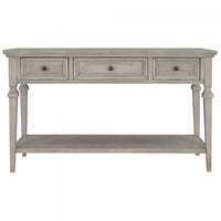 Table Console Sabina En Bois Massif Avec 3 Tiroirs Et Etagere - Gris Patine