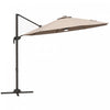 Outsunny Parasol De Terrasse De 10pi Avec Base, Lampes Solaires, Kaki