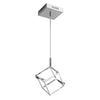 Luminaire suspendu Cubo de Dainolite avec cadre cubique, fini chromé poli et 2 ampoules