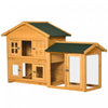 Pawhut 59\" Clapier A Lapin En Bois, 2 Niveaux, Maison Pour Animaux De Compagnie, Enclos Pour L'interieur Et L'exterieur Avec Plateau Coulissant, Rampe, Pour Lapins Et Petits Animaux, Orange