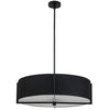 Luminaire suspendu Preston de Dainolite de 26 po de diamètre avec abat-jour noir, fini noir mat et 4 ampoules