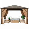 Costway 12’ X 10’ Patio Hardtop Gazebo Avec Acier Galvanise Cadre Superieur En Aluminium Exterieur
