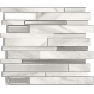 Smart Tiles Peel and Stick 4-Sheet 12 x 10 Backsplash - Milano Carrera|Dosseret Smart Tiles peler et coller 12 x 10, 4 feuilles - Milano Carrera