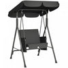 Outsunny Balancoire De Patio 1 Place Avec Auvent Reglable Et Coussins, Noir