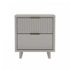 Table de nuit contemporaine Elara 18\" en bois massif, gris clair (2 tiroirs)