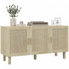 HOMCOM Buffet, meuble bar avec portes en rotin, etageres reglables