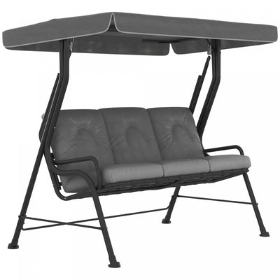 Outsunny Outdoor 3-person Metal Porch Swing Chair With Canopy Light Grey|Outsunny Chaise Balancoire De Porche En Metal Pour 3 Personnes Avec Auvent