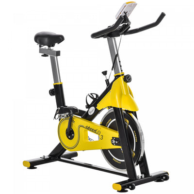 Soozier Stationary Exercise Bike, Indoor Cardio Workout Cycling Bike With Belt Drive Adjustable Resi|Soozier Velo D'exercice Stationnaire, Velo D'entrainement Cardio D'interieur Avec Resistance Reglabl