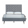 Lit double moderne Crosby en velours gris capitonne
