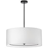 Luminaire suspendu moyen Porscha de Dainolite avec abat-jour blanc, fini noir mat et 4 ampoules