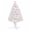 Homcom Arbre De Noel De Table Artificiel Pre-eclaire De 2.5 Pieds Avec Fibre Optique Et 85 Embouts