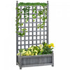Outsunny Lit De Jardin Sureleve Outsunny Avec Jardiniere En Bois De Treillis, Gris