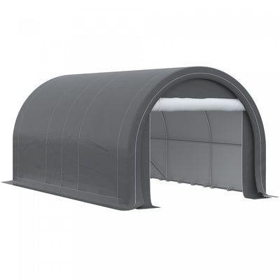 Outsunny 10' X 16' Carport Storage Tent Anti-uv Pe Portable Garage, Grey|Outsunny 16' X 10' Tente De Stockage Abri De Voiture Anti-uv Portable, Gris