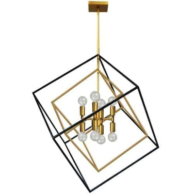 Dainolite Kappa 8 Light Pendant Vintage Bronze/Matte Black Finish Lamp|Luminaire suspendu Kappa de Dainolite avec fini bronze rétro et noir mat, et 8 ampoules