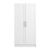 Armoire d’appoint de rangement Elite avec portes à panneaux et 3 tablettes - blanche