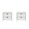 Table de nuit Coney style mid-century moderne 20\" en blanc (2 tiroirs) - Lot de 2