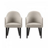 Fauteuil moderne Hillman en cuir vegetalien et velours avec accoudoirs en bois, gris clair - Lot de 2