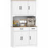 HOMCOM Buffet de Cuisine, 6 Portes, 2 Tiroirs, Meuble de Cuisine Rustique Blanc