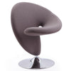 Fauteuil d’appoint pivotant Curl de Manhattan Comfort en chrome poli et en mélange de laine - gris