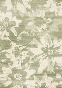 Carpette Ellis verte et crème à motif floral - 5 pi 3 po x 7 pi 7 po