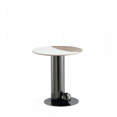 Laurel Modern Glam Sintered Stone Top End Table in Black | Table d’appoint moderne et glamour Laurel avec plateau en pierre frittee noire
