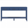 Table d'entree Emma 59,1'' de style ferme avec tiroirs et etagere ouverte, bleue