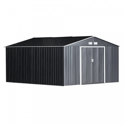Outsunny 11' X 13' Practical Backyard Garden Storage Tool Shed Double Sliding Door 4 Ventilation Slo|Outsunny 11,2 Pi X 12,5 Pi Remise A Outils De Rangement Pour Jardin A L'arriere, Porte Coulissante D