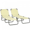 Outsunny Lot De 2 Chaises Longues Pliantes Avec Dossier Reglable, Beige