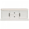 Banc De Rangement Boyce En Bois Massif Avec Meuble A Chaussures 4 Portes Et Coussin, Blanc