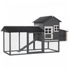 Pawhut 84\" Poulailler En Bois Poulailler Lapin Clapier Cage A Volaille Stylo Jardin Exterieur Avec Nichoir Et Enclos Gris