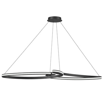Dainolite Nola LED Horizontal Pendant 76w Matte Black White Silicone Diffuser Lamp|Luminaire suspendu horizontal Nola de Dainolite en silicone blanc qui diffuse la lumière, avec fini noir mat et ampoule à DEL de 76 W