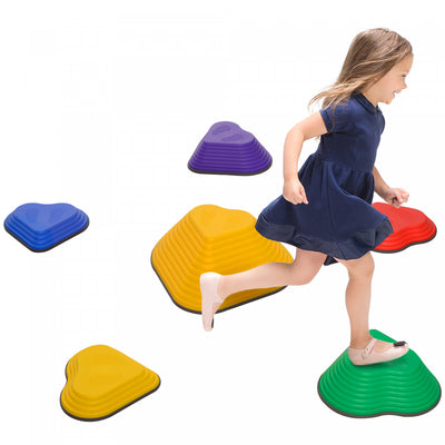 Qaba Stepping Stones Kids, 6pcs Obstacle Course For Kids, Non-slip Heart-shaped Balance Stepping Sto|Qaba 6 Pcs Tremplins, Parcours D'obstacles Pour Enfants, Pierres De Gue D'equilibre Antiderapantes E