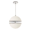Luminaire suspendu Atomic de Dainolite en verre blanc, avec fini chromé poli et ampoule de 30 W