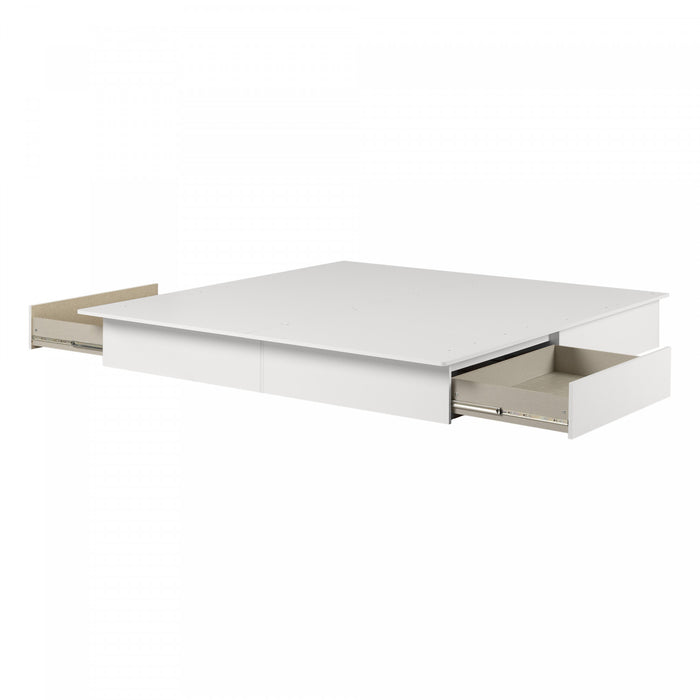 Step One Lit Plateforme Avec Tiroirs - Blanc Solide
