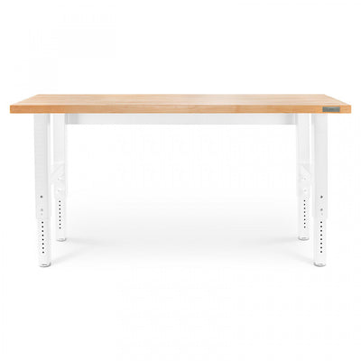 Gladiator 6' Adjustable Height Hardwood Workbench - Hammered White|Établi de 6 pi à hauteur réglable en bois franc de Gladiator - blanc martelé
