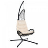 Fauteuil suspendu en osier d'exterieur pour terrasse avec support, balancelle-hamac avec coussin et oreiller