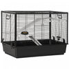 Pawhut Cage Petit Animal Habitat Interieur Cage Pour Cochons D'inde Hamsters Chinchillas, Avec Accessoires Bouteille D'eau Balcon Rampe Plat De Nourriture, 31.5\"x19\"x 22.75\", Noir