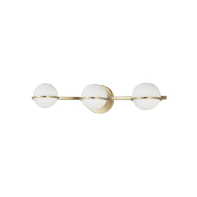 Dainolite Sofia 3 Light Vanity Light Aged Brass White Opal Glass Lamp|Lumière de coiffeuse Sofia de Dainolite en verre blanc opale, avec fini laiton vieilli et 3 ampoules