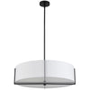 Luminaire suspendu Preston de Dainolite de 26 po de diamètre avec abat-jour blanc, fini noir mat et 4 ampoules