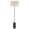 Lampe à pied Felicity de Dainolite avec abat-jour beige, fini noir mat et 1 ampoule