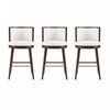 Tabouret de bar moderne en bois et tissu Evalyn blanc - Lot de 3