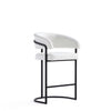 Tabouret de comptoir moderne Augusta en metal et tissu, blanc