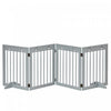 Pawhut Barriere Autoportante Pour Animaux De Compagnie A 4 Panneaux En Bois, Barriere De Securite Pliable Avec Pieds De Support Jusqu'a 80,25\" De Long Et 24\" De Haut Pour Porte, Escaliers, Gris Clair
