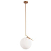 Luminaire suspendu Orion de Dainolite en verre blanc, avec fini plaqué or et 1 ampoule