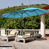 Parasol de patio jumeau double face Costway de 15 pieds, ombrage exterieur, manivelle et marche turquoise