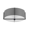 Plafonnier semi-affleuré Preston de Dainolite avec abat-jour gris, fini noir mat et 3 ampoules