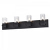 Lumière de coiffeuse Veronica de Dainolite en verre transparent, avec fini noir mat et 4 ampoules
