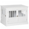 Pawhut Meuble De Cage Pour Chien, 31\", Table D'appoint Laterale Avec Trois Portes, Cage D'interieur Pour Petits Chiens, Blanc