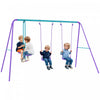 Portique Outsunny pour enfants, avec planeur, 2 sieges de balancoire, support en metal robuste en forme de A, aire de jeux d'exterieur avec corde reglable, pour enfants de 3 ans et plus, violet